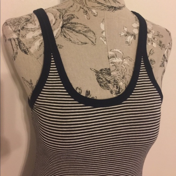 LOFT Navy Blue Stripe Top M - Picture 2 of 4